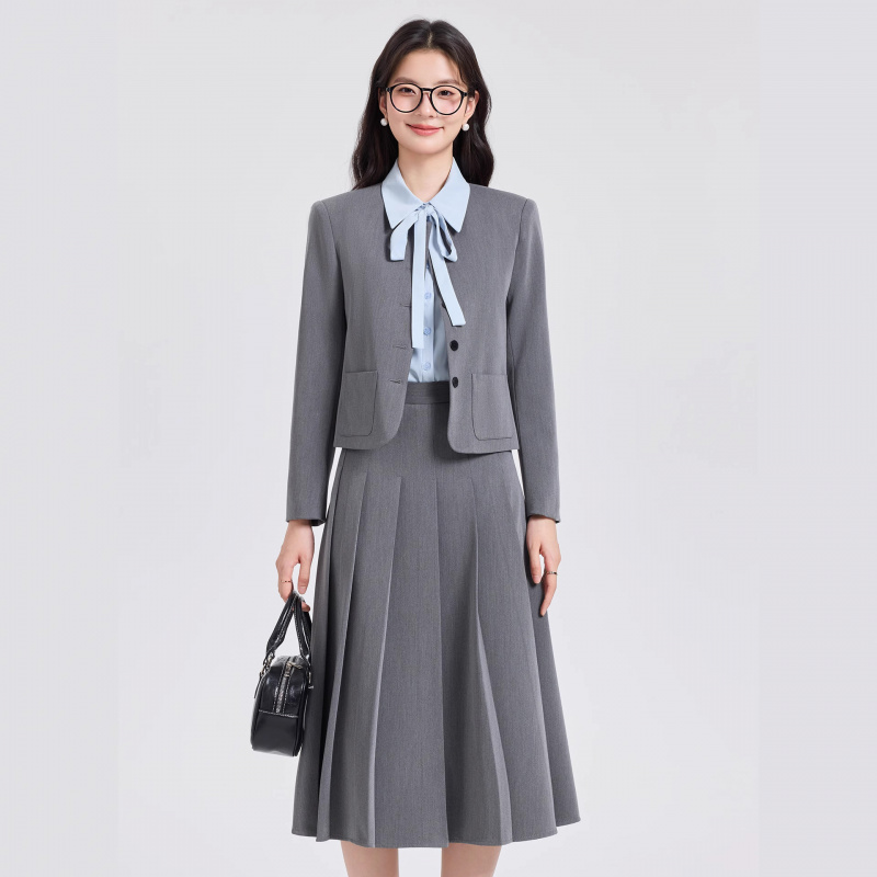 Women Formal Wear Interview - Setelan Jas Pendek Abu-abu untuk Wanita