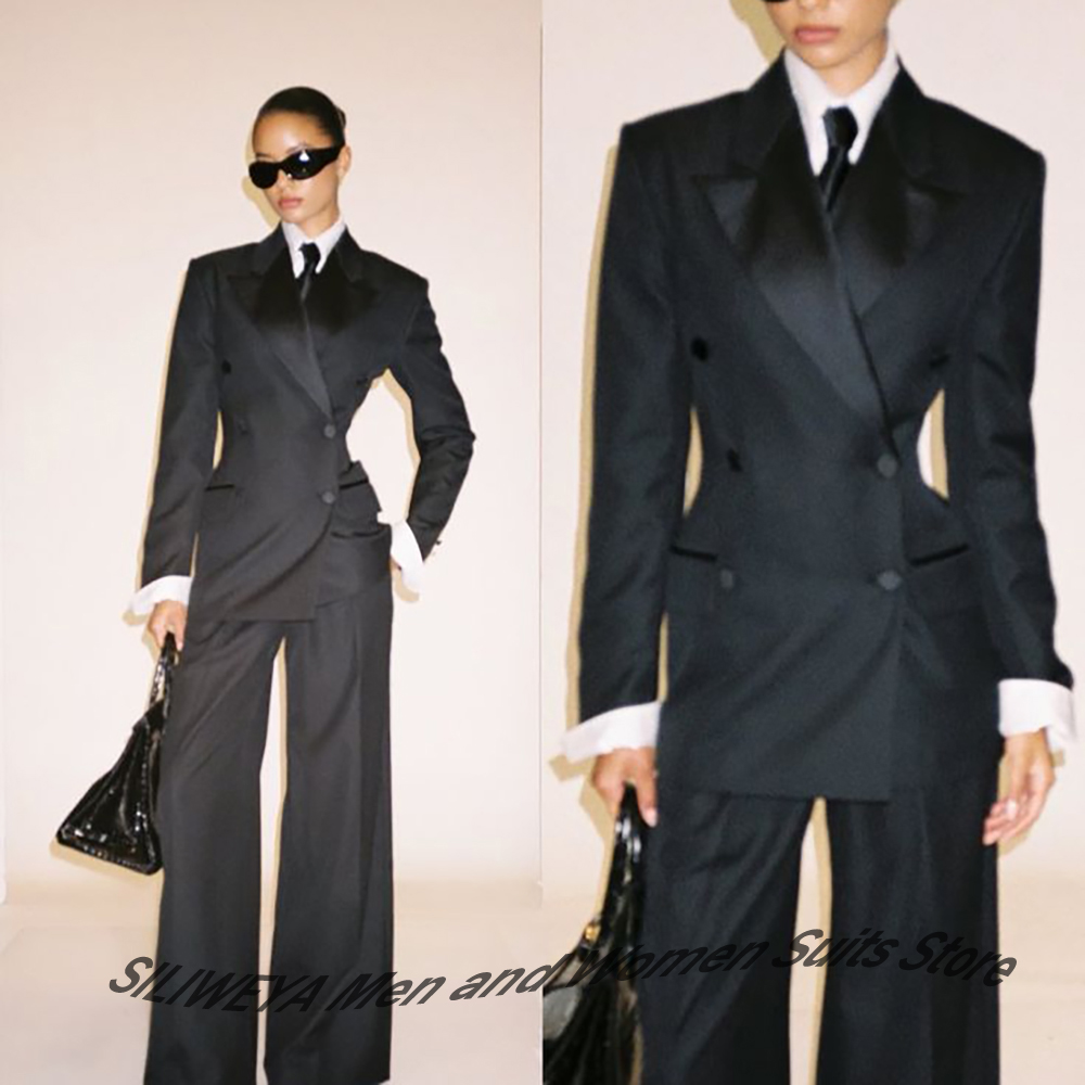 Women'S Office Formal Wear For Ladies - Setelan Jas Wanita Profesional Hitam Double-Breasted