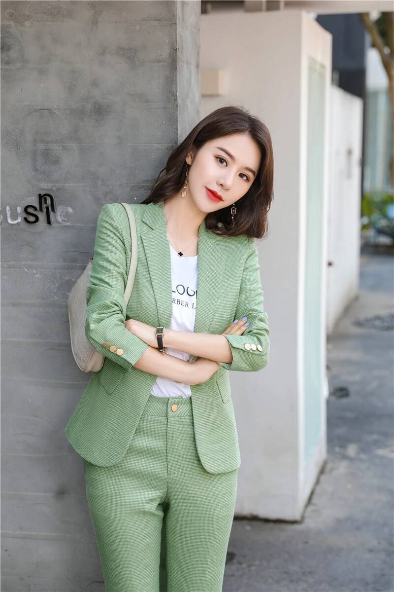 Women Formal Wear Interview - Desain Seragam Hijau Terbaru, Setelan Celana