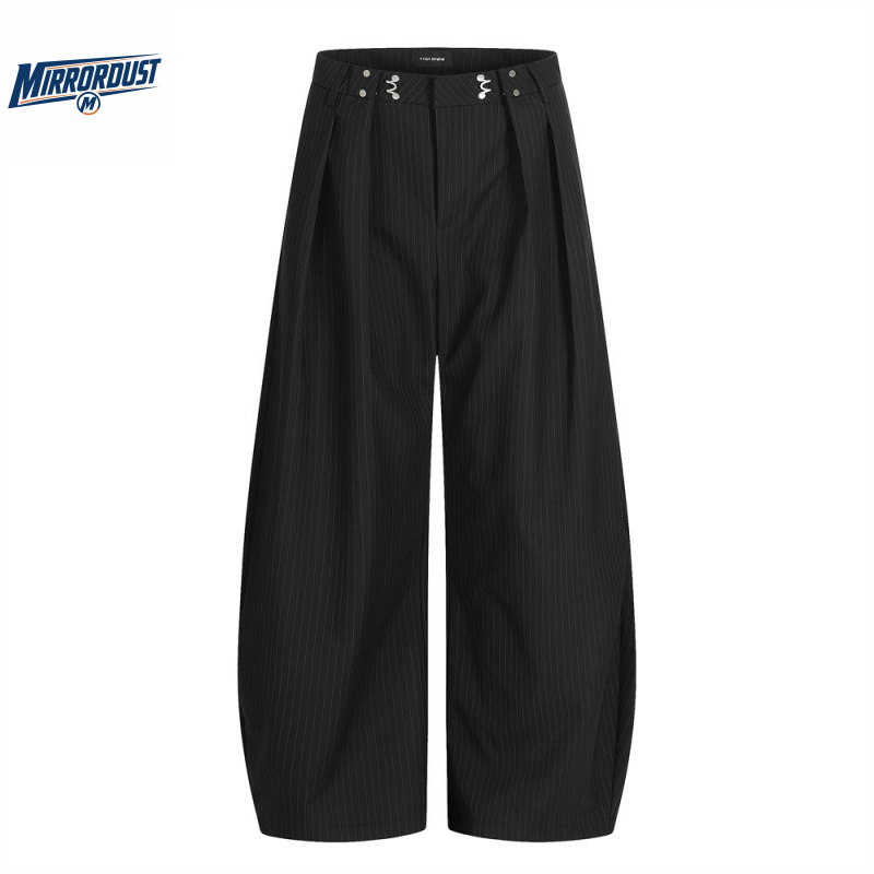 Tailored Trouser Wide - Celana Panjang Pria Motif Garis-garis Lebar