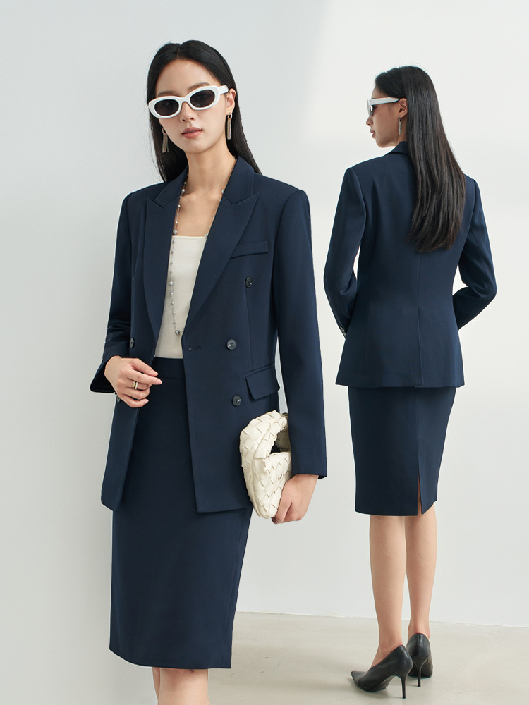 Women Formal Wear Interview - Setelan Rok Profesional Biru Dongker untuk