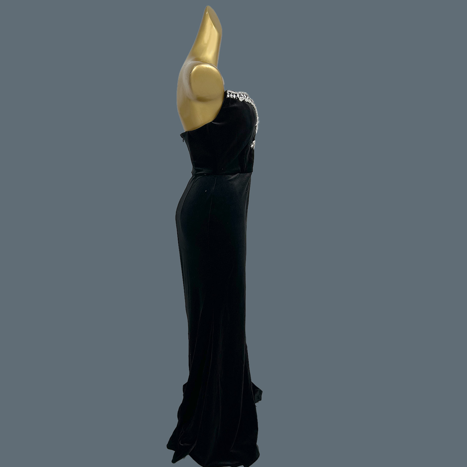 Gaun Panjang Beludru Hitam Gau - Women Formal Wear Photoshoot ulasan dan harga