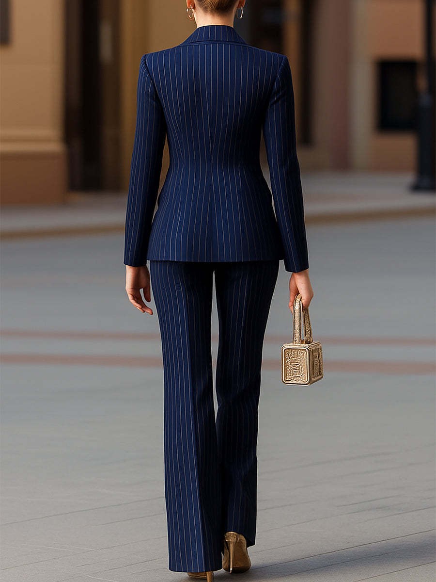 Setelan Jas Wanita Elegan Biru - Tailored Trouser Wide ulasan dan harga