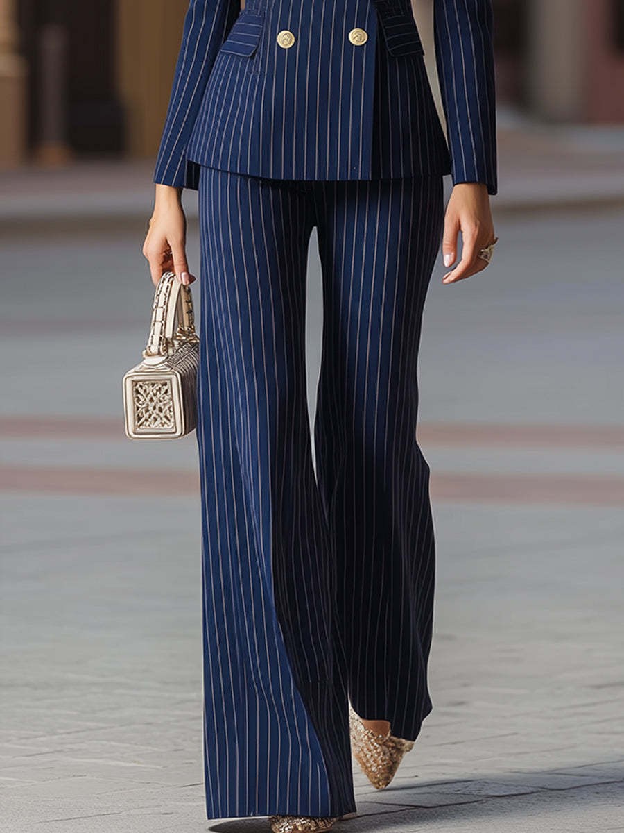 Setelan Jas Wanita Elegan Biru - Tailored Trouser Wide ulasan dan harga
