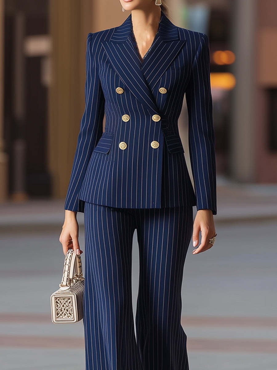 Setelan Jas Wanita Elegan Biru - Tailored Trouser Wide ulasan dan harga