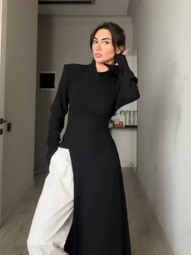 Gaun Maxi Wanita Kasual Kerah  - Women Formal Wear For Meeting ulasan dan harga