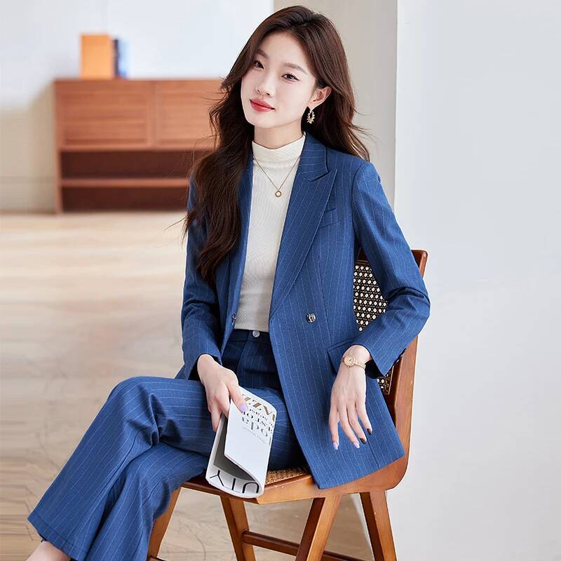 Setelan Celana Formal Bergaris - Women Formal Wear Interview ulasan dan harga