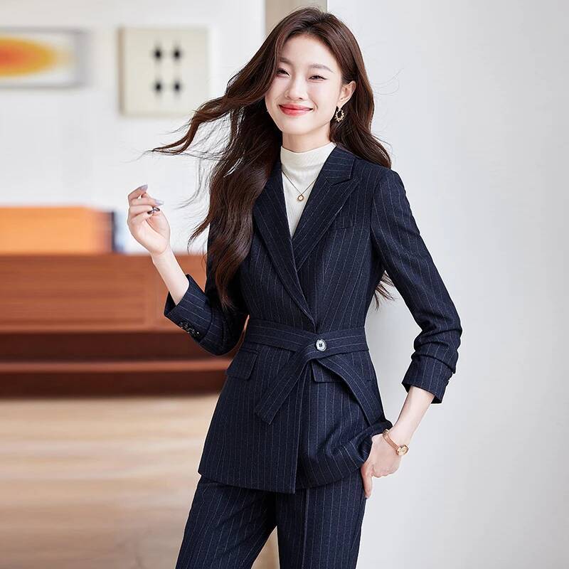 Setelan Celana Formal Bergaris - Women Formal Wear Interview ulasan dan harga
