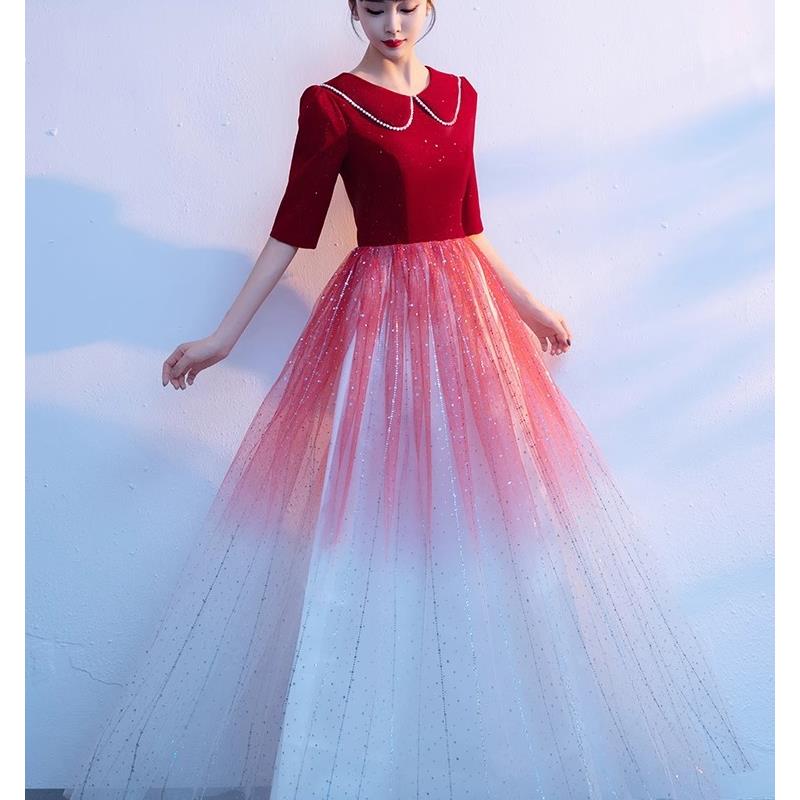 Gaun Malam Merah Elegan untuk  - Women Formal Wear For Meeting ulasan dan harga