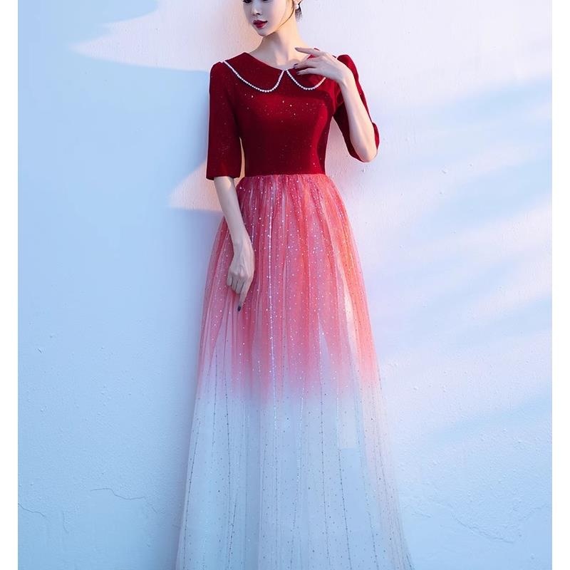 Gaun Malam Merah Elegan untuk  - Women Formal Wear For Meeting ulasan dan harga