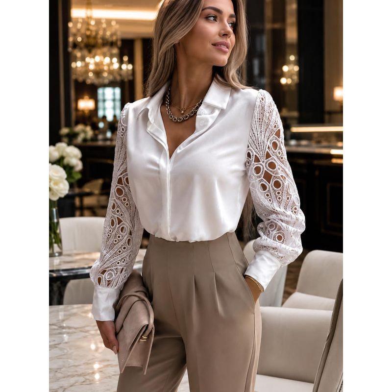 Blus Satin Wanita Kancing Depa - Women Formal Wear For Meeting ulasan dan harga